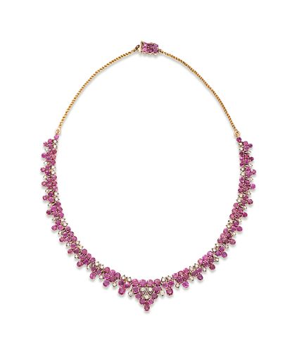 PINK SAPPHIRE AND DIAMOND NECKLACE
