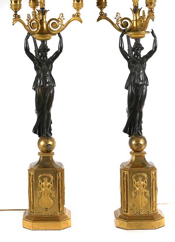 French Empire Candelabra, Bronze, Victory-Form