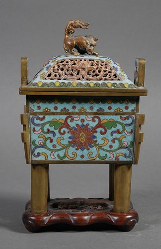 Chinese Cloisonne Fangding Censer