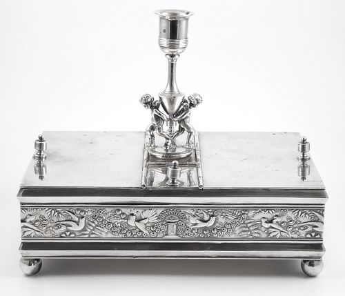 Victorian Silver Figural Cigar Humidor