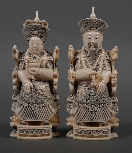 Antique Ivory Emperor & Empress Statues