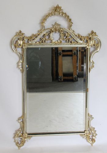 Vintage Carved Giltwood Italian Mirror .