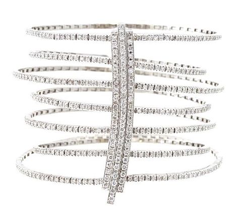 Women's 8.00ct Diamond 18K Bangle Bracelet