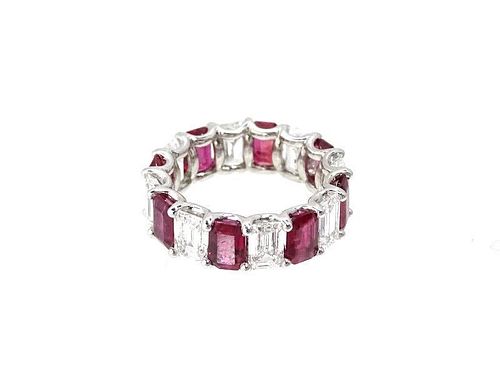 4.58ct Ruby And 4.63ct Diamond Eternity Band