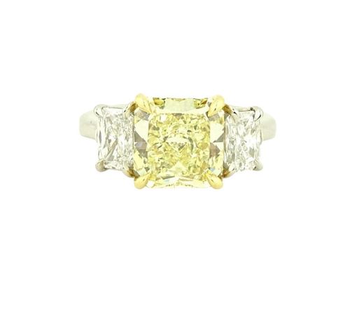 GIA Certified 3.77ct Fancy Yellow Radiant VS2
