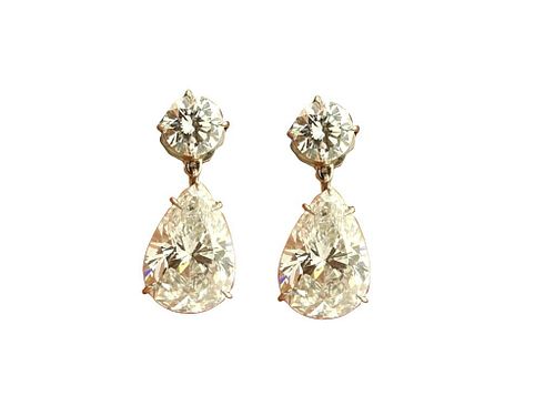 12.32ct Pear Shape And Diamond Earrings