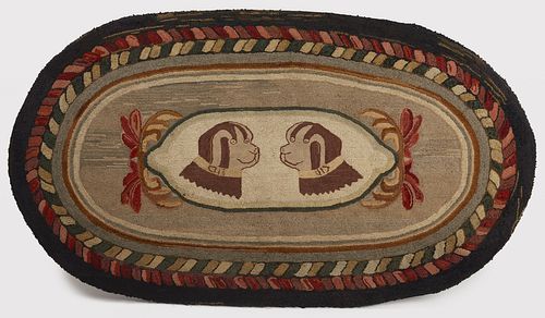 Hooked Rug with Two Dogs