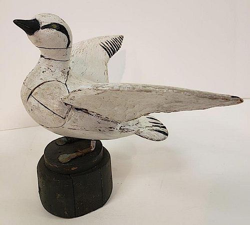 Rare Snow Bunting Carved and Painted Bird