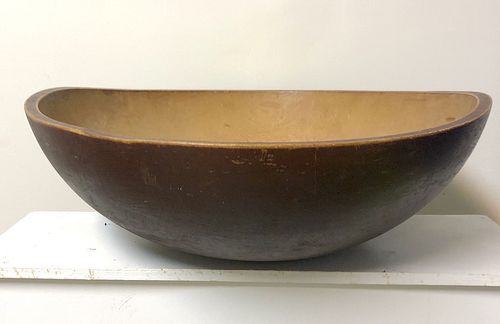 Large Early Painted Turned Wooded Bowl