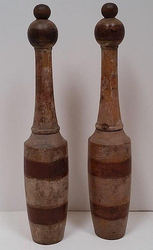 Interesting Early Pair of Indian Clubs