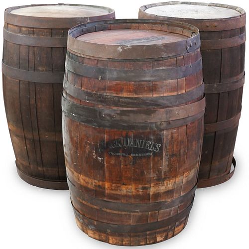 Three Jack Daniels Whiskey Barrels