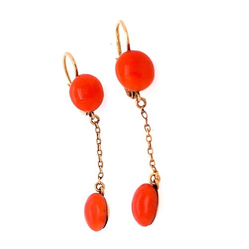 18k Gold Coral Earrings