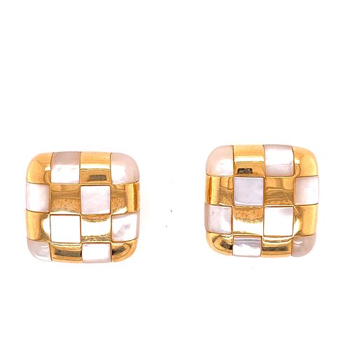 14k Gold Earrings Checkered