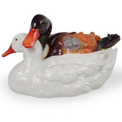 Large Herend Porcelain Double Duck Figurine