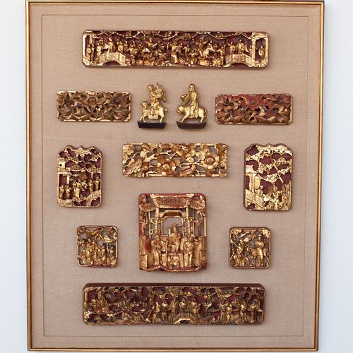 Chinese Carved Gilt Wood Panels