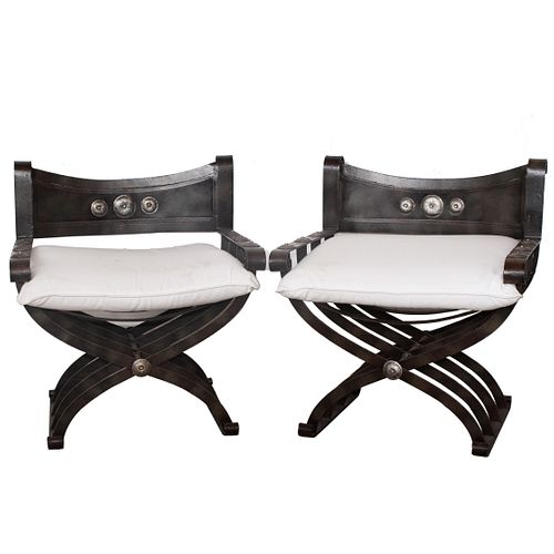 Pair Of Designer Iron Chairs