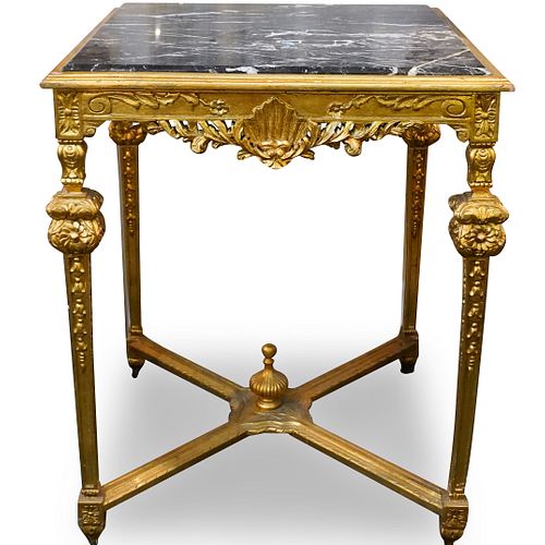 Antique Giltwood and Marble Top Console Table
