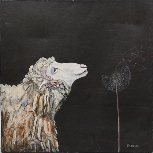 Signed "Franko" Sheep Acrylic on Canvas