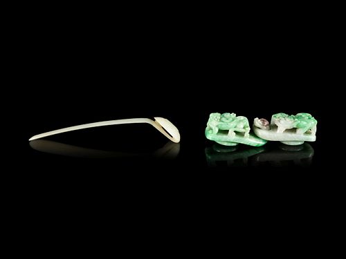 Two Jade and Jadeite Jewelry
Length of longer 5 in., 12.7 cm.