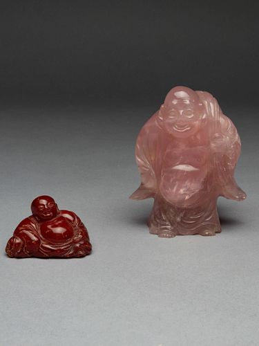 Two Carved Hardstone Figures of Budhai BuddhasHeight of taller 4 in., 10.2 cm.