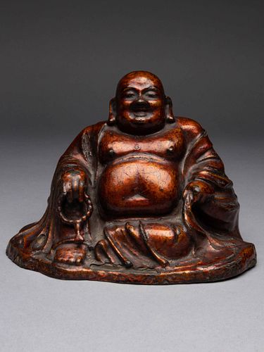 A Lacquered Bronze Figure of Budai BuddhaHeight 5 1/4 in., 13.3 cm.
