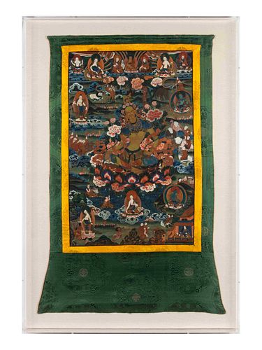 A Tibetan ThangkaHeight 27 x width 18 in., 68.6 x 45.7 cm.