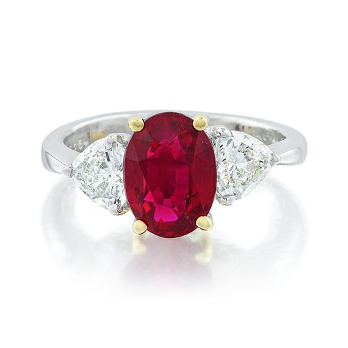 2.57-Carat Burmese Ruby and Diamond Ring