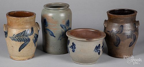 Four Pennsylvania stoneware crocks, 19th c.