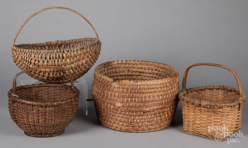 Four assorted baskets, 19th c.