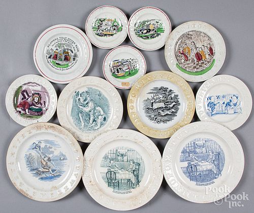 Twelve Staffordshire ABC plates