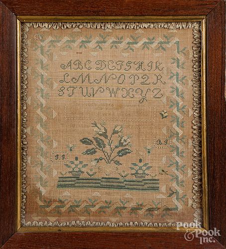 New York silk on linen sampler, dated 1818