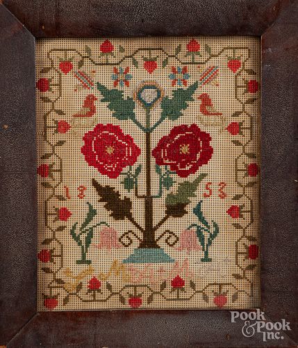 Two wool needleworks, mid 19th c.