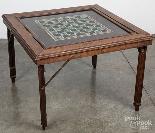 Walnut folding table with gameboard top
