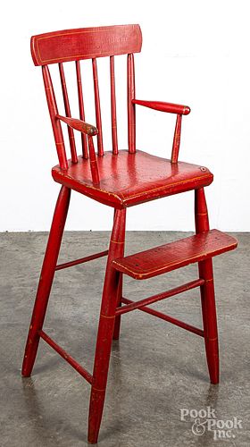 Red painted highchair, 19th c.