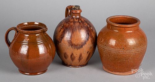 American redware jug, crock, and pitcher