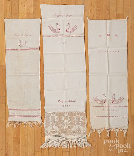 Three Pennsylvania show towels, ca. 1880