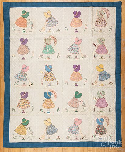 Cotton quilt, with appliqued children