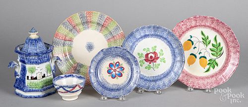 Group of spatterware, 19th c.