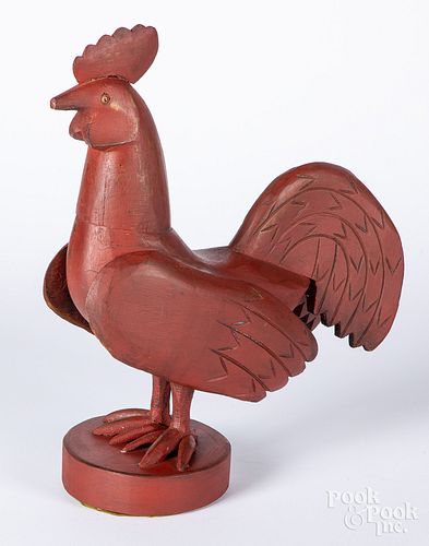 Carved and painted rooster, mid 20th c.