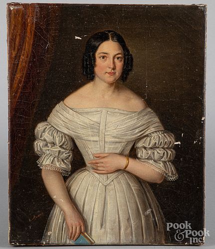 Oil on canvas portrait of a woman, 19th c.