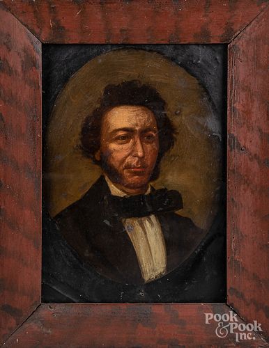 Oil on tin portrait of a gentleman, 19th c.