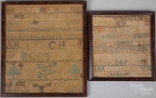 Two silk on linen samplers
