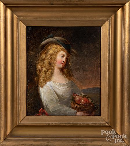 Continental oil on board portrait of a woman