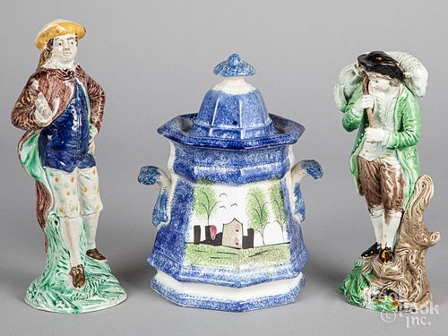 Pair of English pearlware figures, etc.