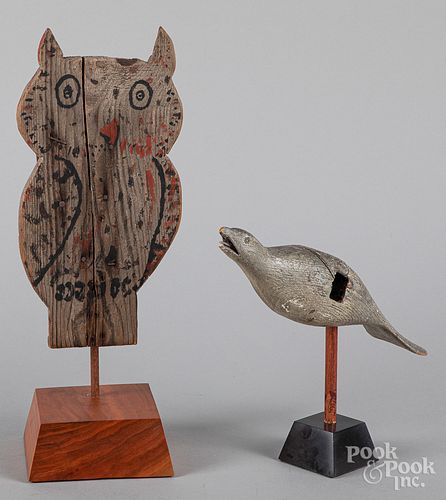Painted owl plaque, early 20th c.
