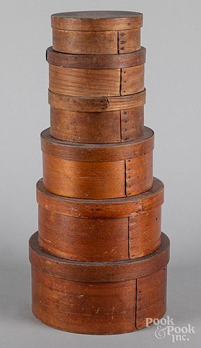 Six bentwood pantry boxes, ca. 1900