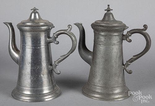 Two American pewter coffeepots