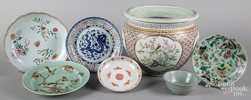 Six Chinese porcelain dishes, etc.