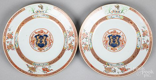 Pair of Chinese export porcelain armorial plates