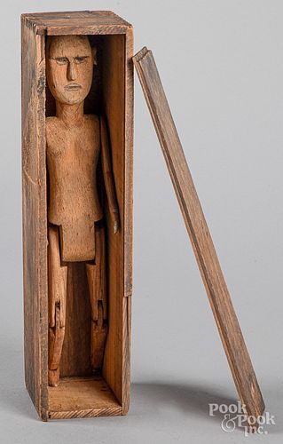 Carved and jointed wooden figure of a gentleman